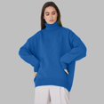 thumbnail image 2 of ManxiVoo Women's Thick Knit Turtleneck Sweater Oversized Loose Pullover Top for Fall and Winter Season L Size Blue, 2 of 4
