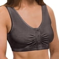 thumbnail image 2 of Snap Front Seamless Bra with Ultra-Wide Straps For Comfort and Support, Plush Fabric - Black, Large, 2 of 7