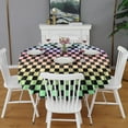 thumbnail image 2 of Rainbow Checkerboard Grid Round Table Cloth,Wrinkle Free Table Cover with Polyester,Waterproof Reusable Round Table Cloths for Easter Birthday Picnic Wedding (Round,60x60inch), 2 of 6