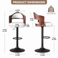 thumbnail image 3 of MOONMISS Swivel Bar Stools Set of 2, Wooden Kitchen Bar Chairs with Back, PU Leather Counter Height Barstools for Kitchen Island,, 3 of 6