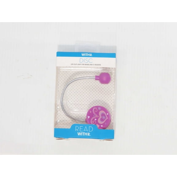 WITHit Clip On Book Light ?Purple Heart? LED Reading Light for Books and eBooks, Reduced Glare, Portable and Lightweight, Cute B