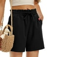 thumbnail image 5 of AXXD Black Shorts Women Summer Solid Color Drawstring Sports Shorts With Pocket Mother's Day, 5 of 9