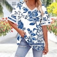 thumbnail image 3 of Dvprdro Plus Size V Neck Short Sleeve T Shirts Loose Fit Floral Casual Summer Tops, 3 of 6