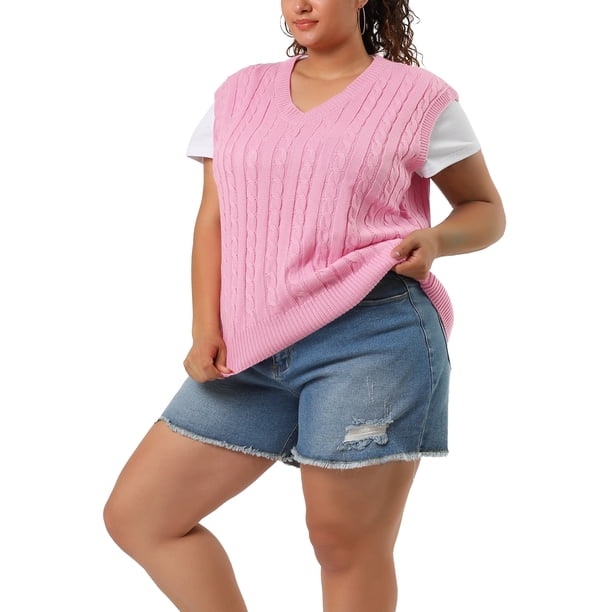 Suéter chaleco con cuello en V Agnes Orinda Estilo de muy buen gusto Jersey sin mangas
