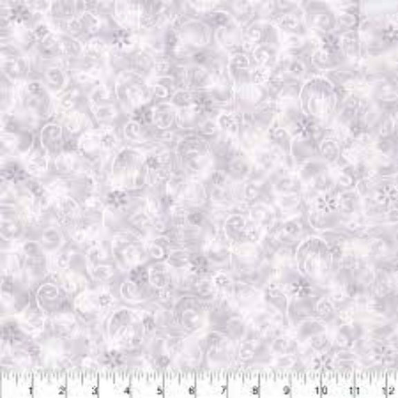 Glitter Swirls on Gray Cotton Fabric