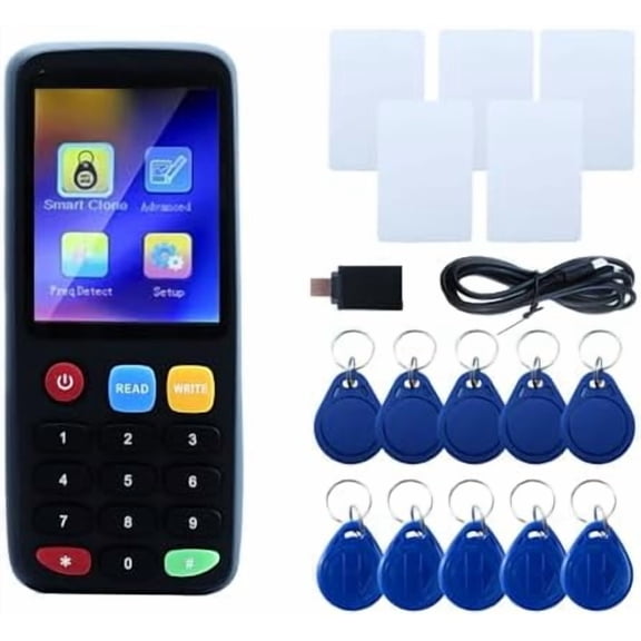 X7 RFID Reader Writer (RFID Copier Multi-Frequency Smart Card Reader ID IC Elevator Card RFID Writer for Access Control System with 13.56mhz IC Key Tags and 125khz T5577 Key Fobs/Cards)