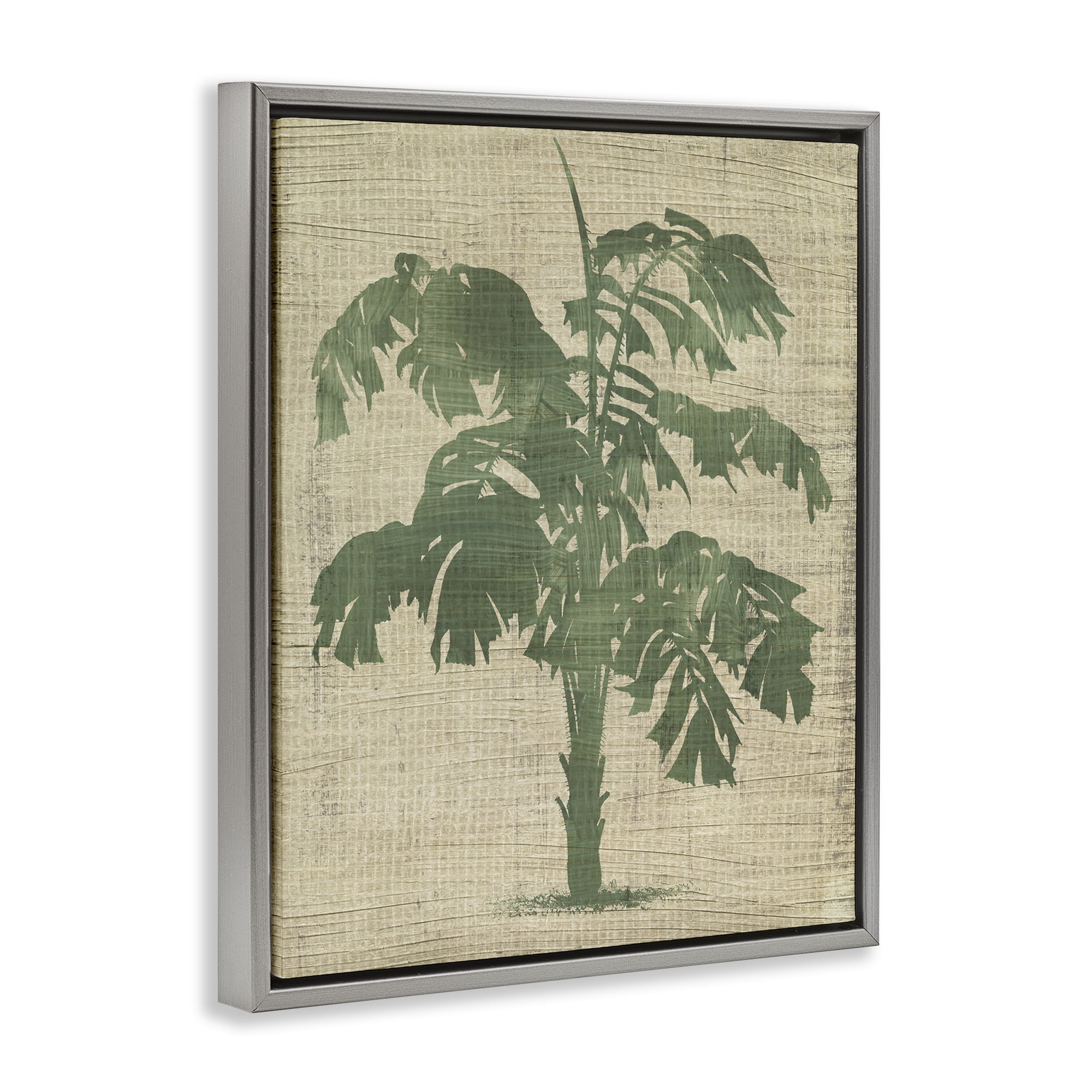 Stupell Industries Vintage Plant Silhouette Plants & Flowers Painting Gray Floater Framed Canvas Art Print Wall Art, 25 x 31