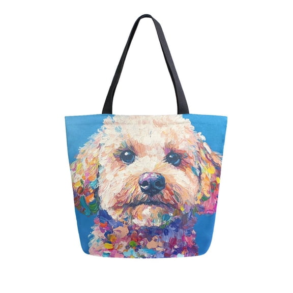 Large Canvas Bag 13.5x5.1x15 Inch Canvas Bag Shopping Canvas Bag Suitable For Outing Shopping Travel Out Of Large Capacity Storage Rainbow Puppy