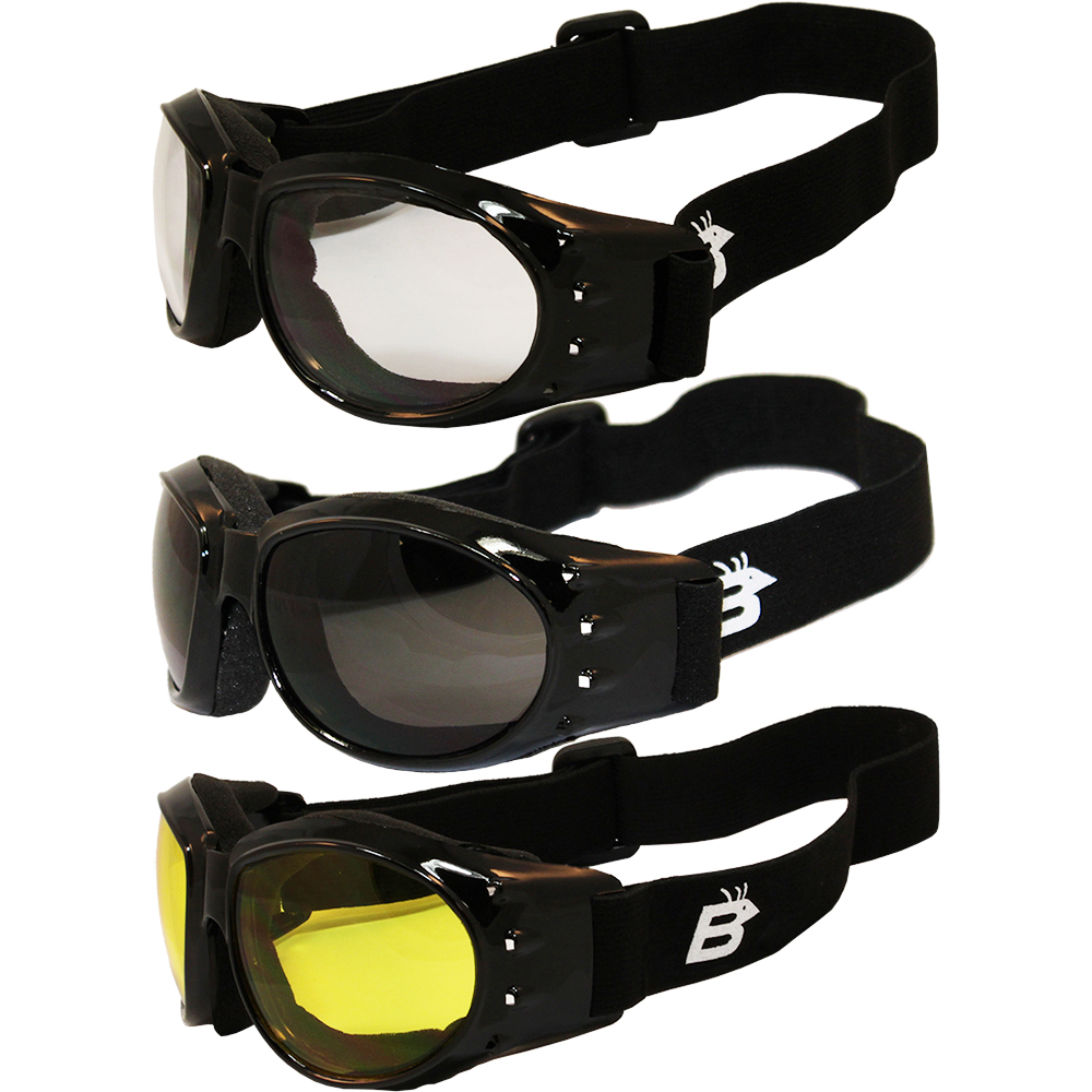 2 Motorcycle Riding Padded Goggles-Sun Glasses-SMOKED /& YELLOW Lenses-FREE SHIP!