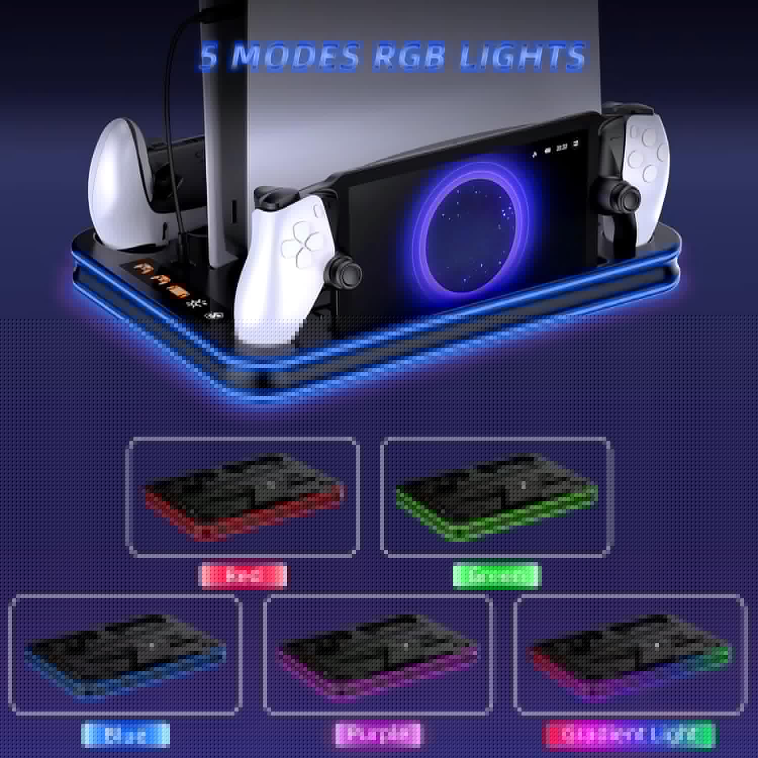 thumbnail image 5 of Soporte y estación de refrigeración para PS5 Slim, estación de carga para PlayStation 5, cargador de mando PS5 para Dual Sense y Edge Controller, accesorio de refrigeración para PS5/PS5 Slim, 5 of 8