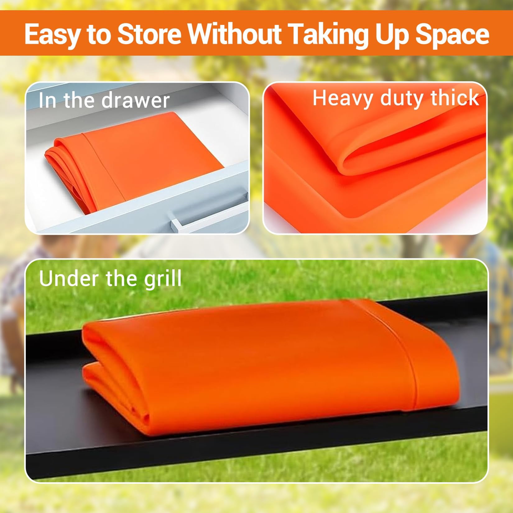 2-Pack Orange Silicone Griddle Cover & Accessories Set - 36 inch Griddle Mat and 16 inch Non-Stick Grill Protector -Thick, Reusable Food-Grade Silicone for Blackstone & Grills - Dirt & Rust Protectio