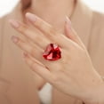 thumbnail image 2 of Big Heart-Shaped Ring for Women Artificial Crystal Rhinestone Band Rings, 2 of 12
