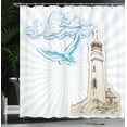 thumbnail image 4 of Ambesonne Lighthouse Shower Curtain, Blue Pop Art Style, 69"Wx84"L, Brown Cream Blue, 4 of 5