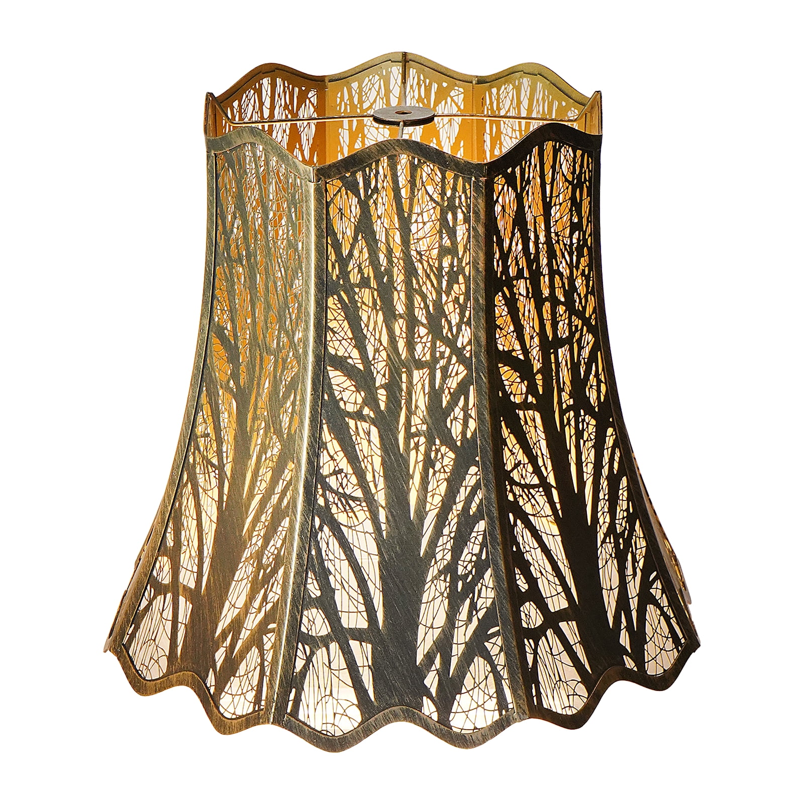 SWAIFDEE Wavy Scalloped Metal Lamp Shade, Large Lampshade 10x16x14.75in, Antique Bronze Gold Interior Spider Fitter Replacement for Table Floor Lamps