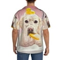 thumbnail image 3 of Honeii Dog Sitting In Bathtub With Duck On Head for Men's Short-Sleeved Button-Up Collared Shirt Featuring A Pocket, Perfect for Beach Vacations, And Travel Adventures.-Large, 3 of 5