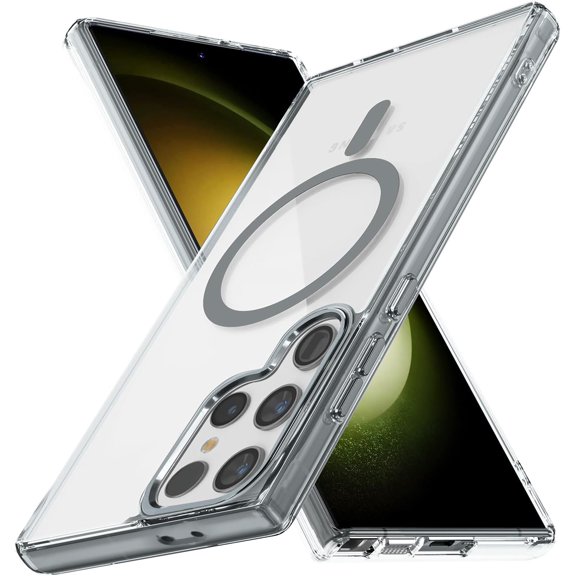 for Samsung Galaxy s24 Ultra Case Hard [Compatible with Magsafe Wireless Charging] Yellowing Resistant Magnetic Cover Clear para S 24 Ultra 6.8 '' 5G 2024 Rugged Best Phone Cases Gray