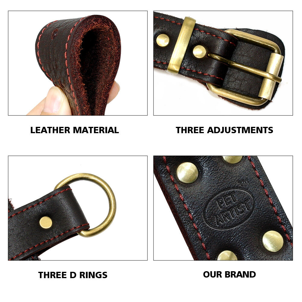 Didog Real Genuine Leather No Pull Pet Dog Harnesses Heavy Duty Adjustable for Large Breeds Pitbull Rottweiler Labrador