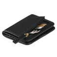 thumbnail image 1 of Cartera de bolsillo de cuero genuino de lujo plegable pequeña y compacta con bloqueo Rfid para mujer Mini monedero para mujer con ventana de identificación, negro, 1 of 5