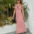 thumbnail image 6 of Red Gingham Check Dress Fashion Boho Beach Long Dresses Female Party Printed Maxi Dress, 6 of 9