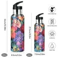 thumbnail image 2 of Yayeee 33oz Insulated Water Bottle Double Wall Stainless Steel with Flip Straw Lid, Serene Floral Pattern, 2 of 7