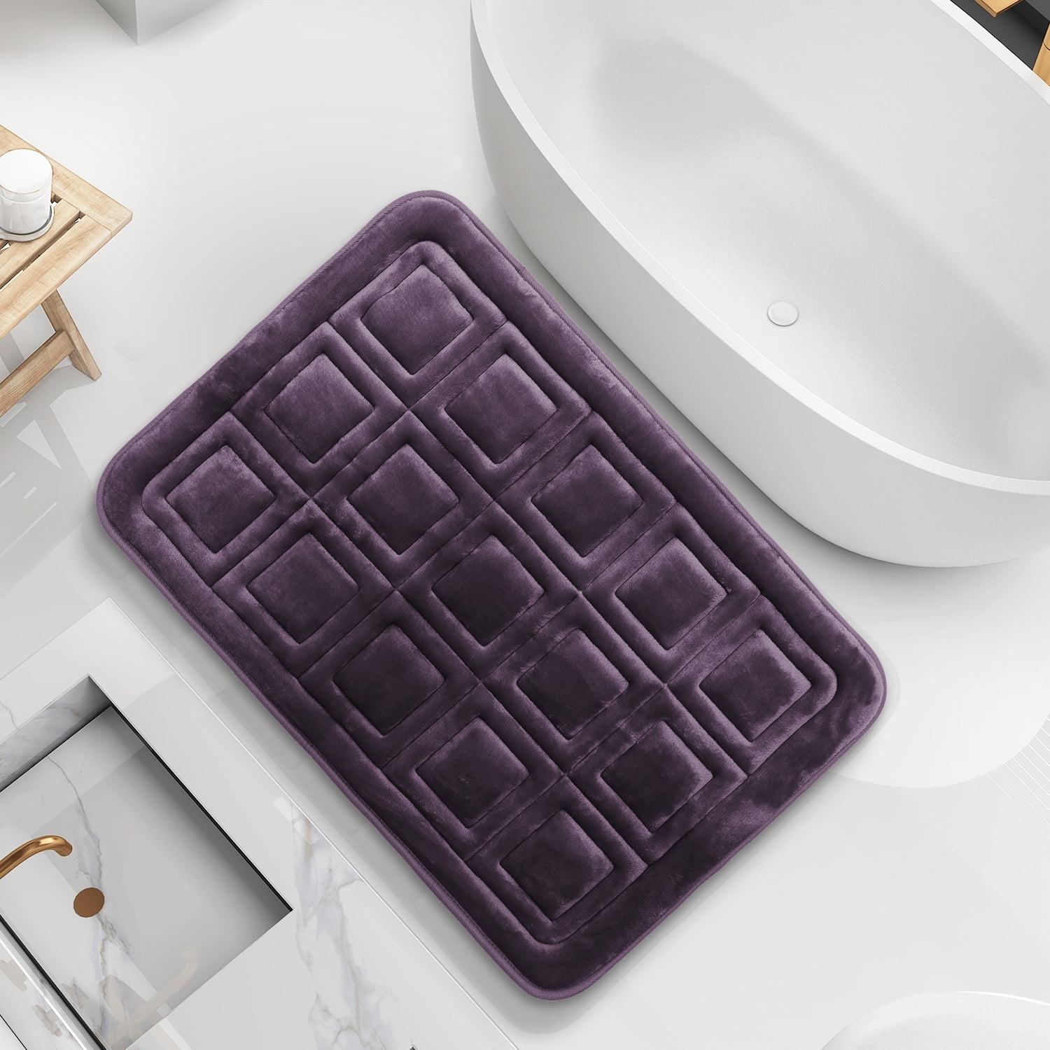 Clara Clark Ultra Soft Non Slip and Absorbent Bath Rug Waffled Velvet