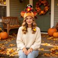 thumbnail image 2 of Adult Thanksgiving Turkey Hat Cartoon Plush Headwear Holiday Party Cap for Men Women One Size, 2 of 7