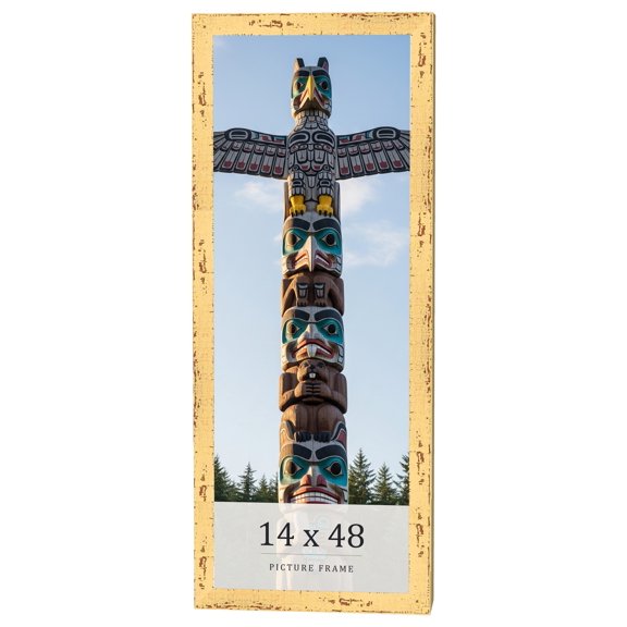 14x48 Frame Yellow Real Wood Picture Frame Width 1.25 inches | Interior Frame Depth 0.5 inches |