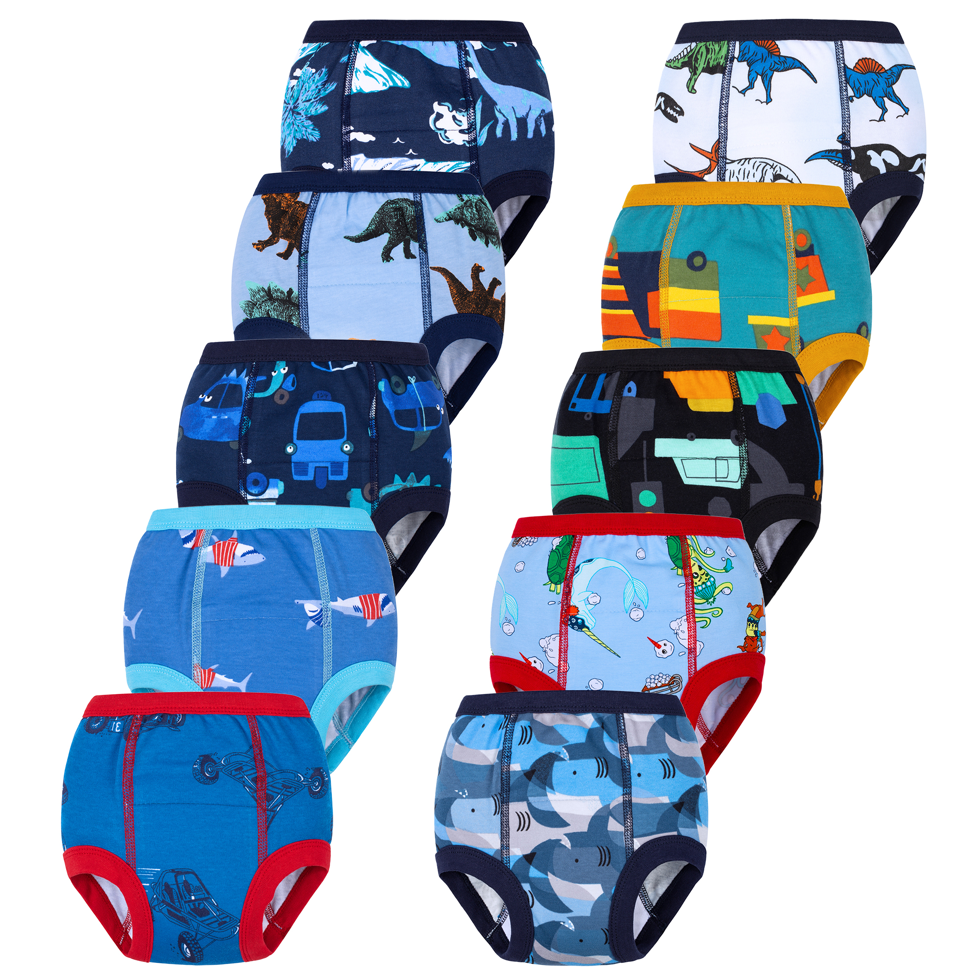 BIG ELEPHANT Pañales de entrenamiento para niños pequeños, ropa interior de entrenamiento absorbente de algodón para niños pequeños, paquete de 10, 4T 3