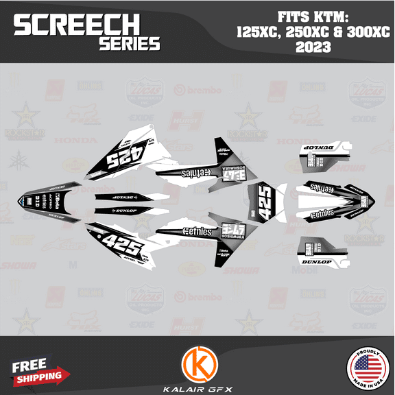 Kalair GFX Graphics Kit for Ktm KTM Enduro 2-Stroke 125XC,250XC and 300XC (2023) Screech Series