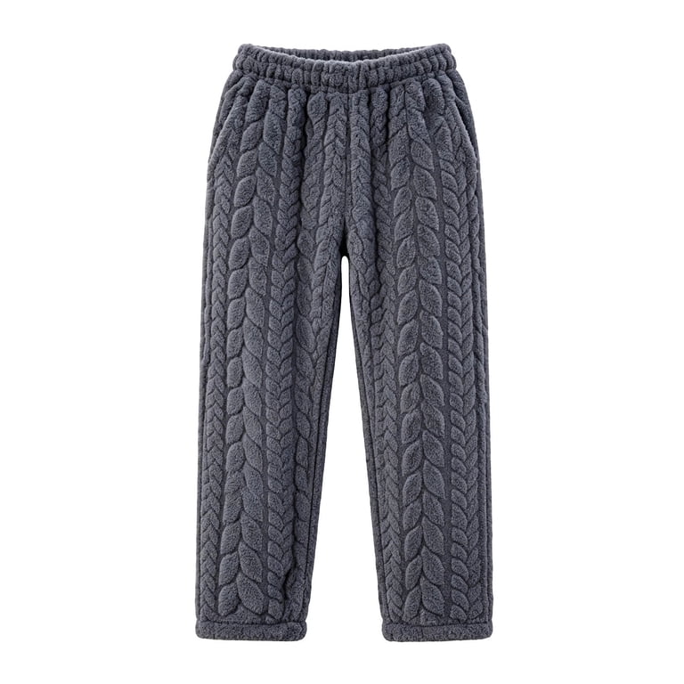 Tranfacy Women Textured Fleece Full Length Pants Warm Casual Trousers ...