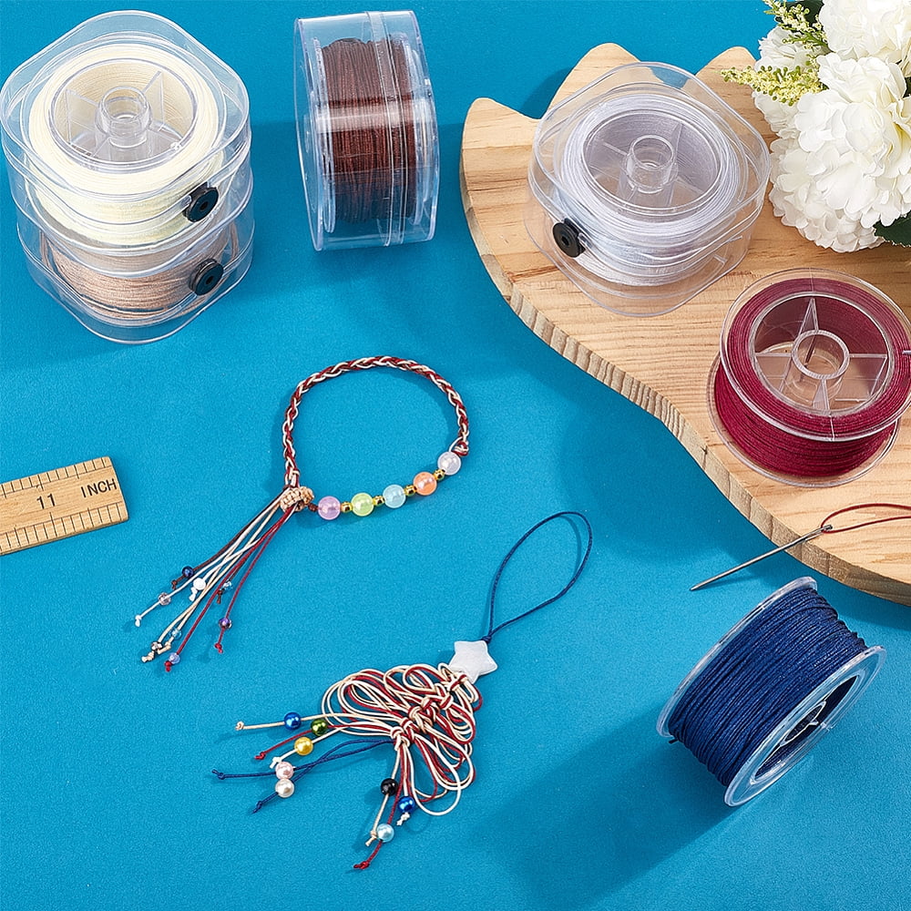PH 6 Colors 0.8mm Beading Thread Nylon Beading String Cord 328 Yards Chinese Knotting Cord Non-Elastic Thread Cord with Organizing Case for Bracelets