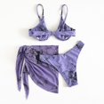 thumbnail image 5 of Women Two Piece Bikini Set with Underwire Top and High Waist Wrap Skirt Swimsuit for Beach Pool Vacation Dark Purple XL, 5 of 5