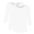 thumbnail image 5 of nerohusy Women's 3/4 Sleeve T Shirt Pack of 2 Dressy Casual Plain Tunic Tops Loose Fit Basic Daily Shirts Solid Color Three Quarter Sleeve Pullover Tee Top 2025 White,XXL, 5 of 5