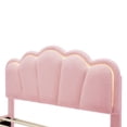 thumbnail image 6 of Bellemave Full Size LED Floating Bed Frame, Pink Upholstered Platform Bed with Flowers Headboard, Modern Velvet Cloud Beds with Light for Teens Adults（Pink), 6 of 9
