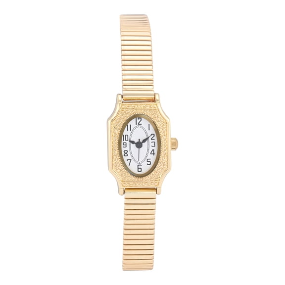 No Boundaries Adult Female Goldtone Vintage Decorative Case Watch With Matching Expansion Bracelet.