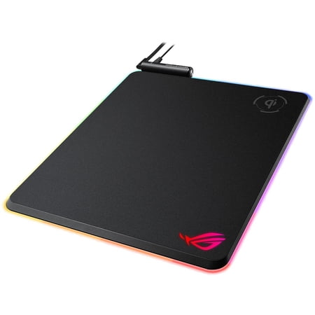 ASUS ROG Balteus Qi Vertical Gaming Mouse Pad with Wireless Qi Charging Zone, Hard Micro-Textured Gaming Surface, USB Pass-Through, Aura Sync RGB Lighting and Non-Slip Base (12.6” X 14.6”)