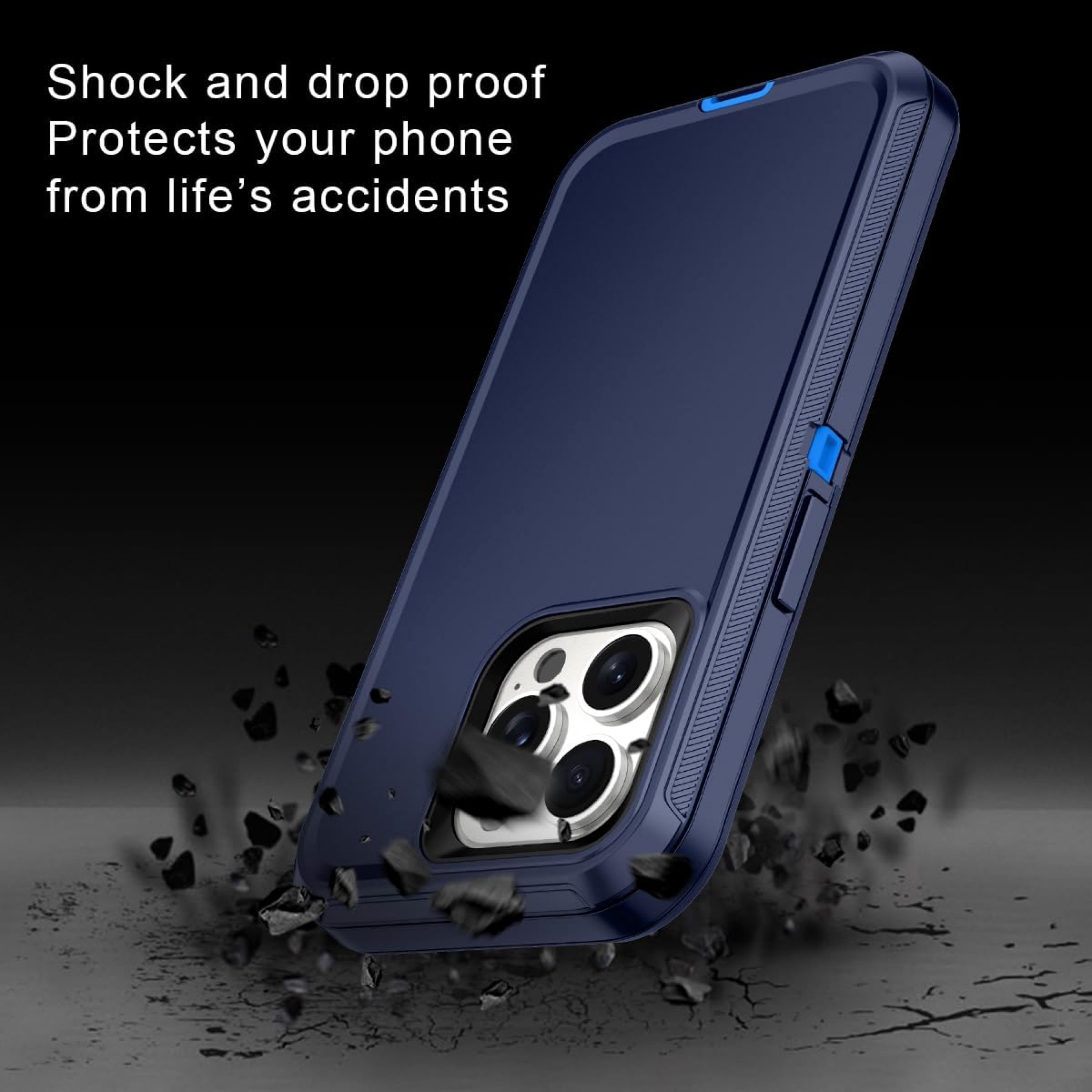 iPhone 12 Pro Max Case Shockproof Dust/Drop Proof 3 in 1 Full Body Rugged Heavy Duty Durable Cover Navy