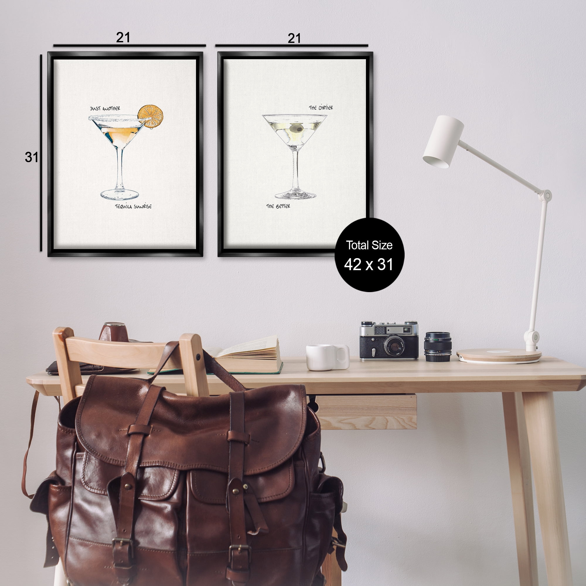 Stupell Industries Tequila Cocktails & Phrases Food & Beverage Painting Black Floater Framed Canvas Art Print Wall Art, 21 x 31, Set of 2