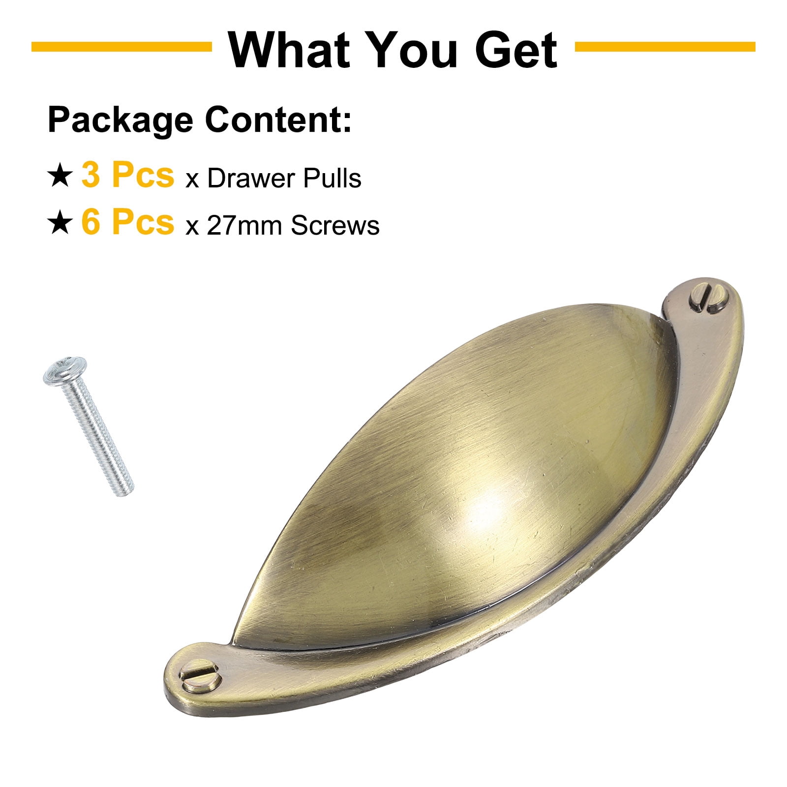 Unique Bargains Zinc Alloy Brushed Cup Pull with Screws for Cabinet and Dresser Red Bronze