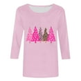 thumbnail image 4 of Makaor Plus Size Dressy Tops for Women Crew Neck Shirts Christmas Tree Graphic 3/4 Sleeve Pullover Tees Cute Vacation Clothes, 4 of 5