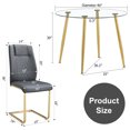 thumbnail image 5 of Newest Gold Metal Legs Dining Set with 40 inch Round Glass Table and 4 Gray PU Chairs, 5-Piece Contemporary Table Set, 5 of 10