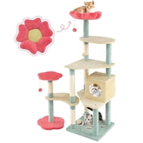 Resenkos 61-Inch Tall Floral Cat Tree Tower with Flower-Shaped Padded Perches, Multicolor