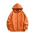 thumbnail image 2 of BADHUB Kids Full Zip-Up Hoodie Solid Sweatshirt with Pocket for Boys and Girls Orange 5 Years, 2 of 8