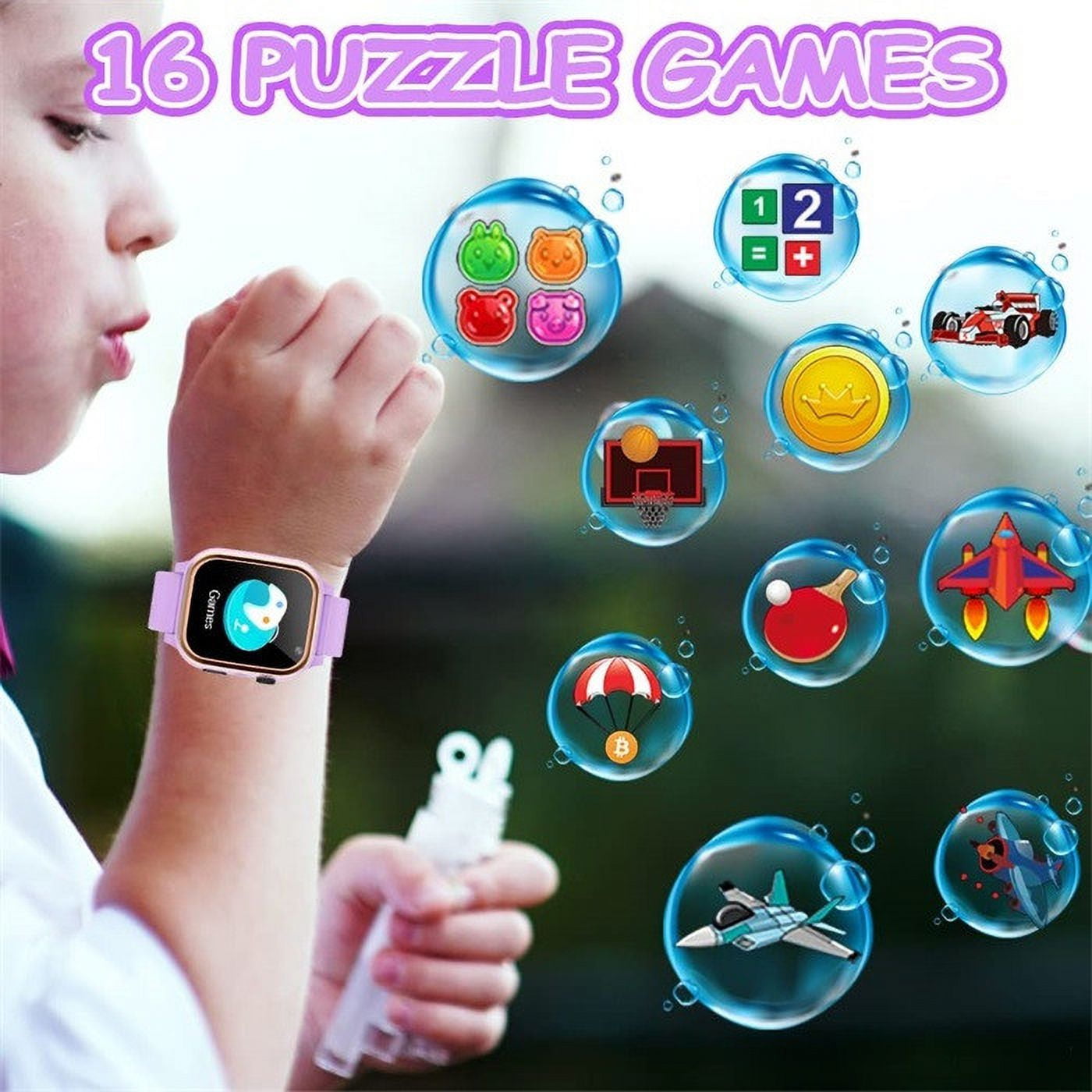 EWSFHUI Kids Game Smart Watch Gift for Girls Age 6-12,14 Puzzle Games HD Touch Screen Kids Watches with Video Camera Music Player Pedometer Flashlight 12/24hr Toys for Girls