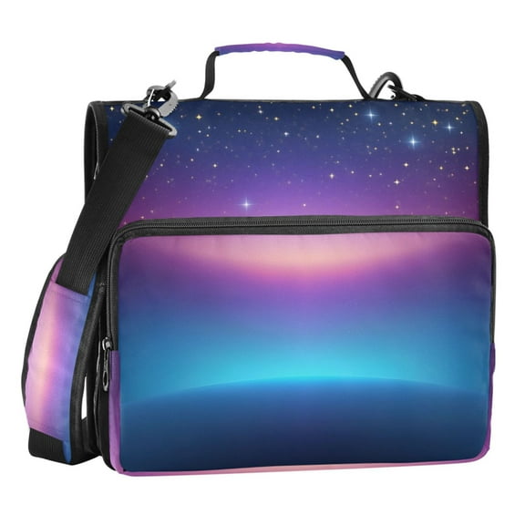 ALAZA Zipper Binder Blue Gradient Starry 3 Ring Trapper Keeper File Folder Organizer Bag