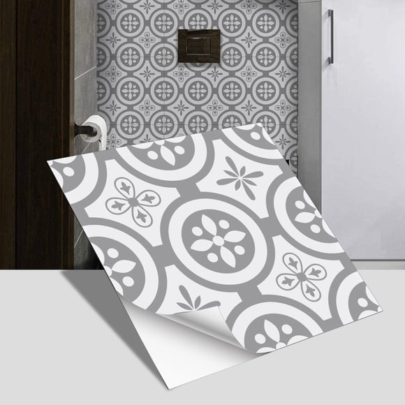 Zhuge imitation ceramic tile flooring, bathroom and bedroom floor decoration, thickened frosted wall sticker, waterproof self-adhesive wallpaper (gray, 24 pieces)