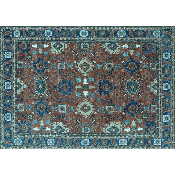 Ahgly Company Indoor Rectangle Oriental Light Blue Industrial Area Rugs, 2' x 5'