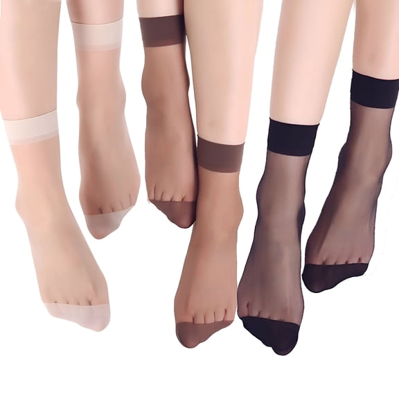 TELOLY 10 Pairs Ankle-Nylon Socks for Women - Sheer Pantyhose Socks