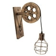 thumbnail image 4 of Aplique de pared de estilo industrial antiguo con polea de madera y hierro E27/E26 y pantalla tipo jaula para decoración de cafeterías y hogares, 4 of 8