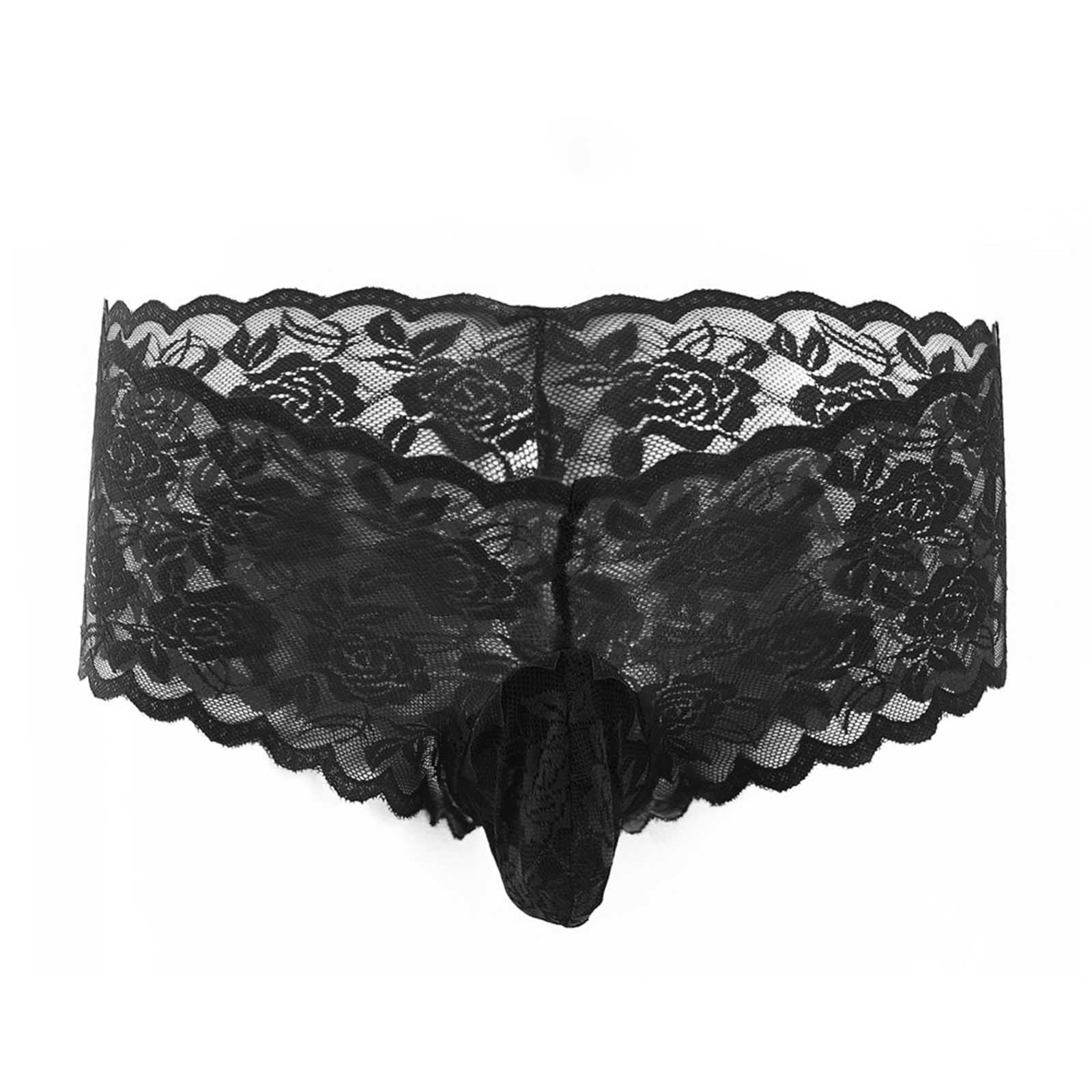 Uorcsa Pattern Embroidery Low Waist Lace Man Underwear Black - Walmart.com